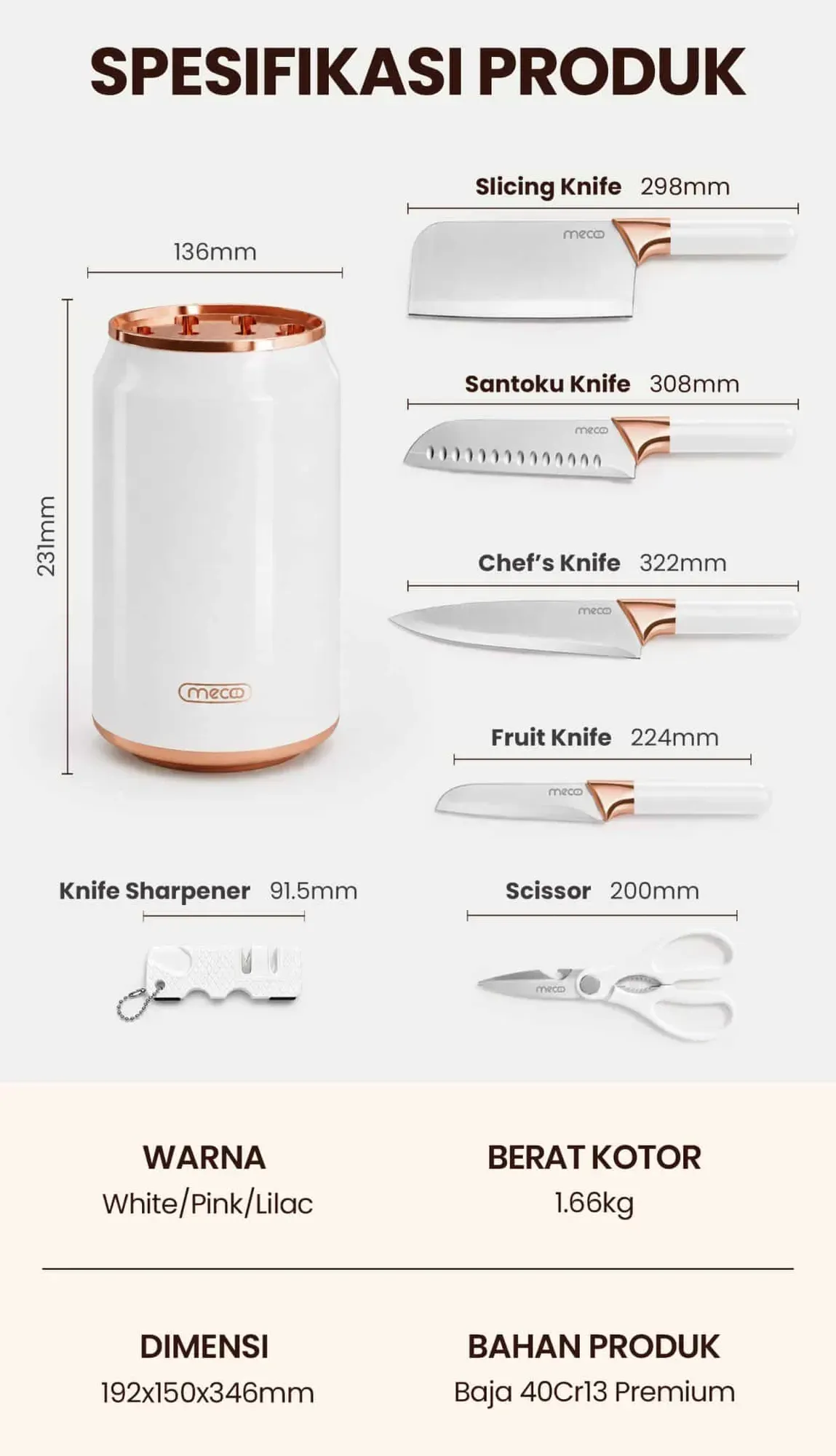 Mecoo Premium 7in1 Knife Set